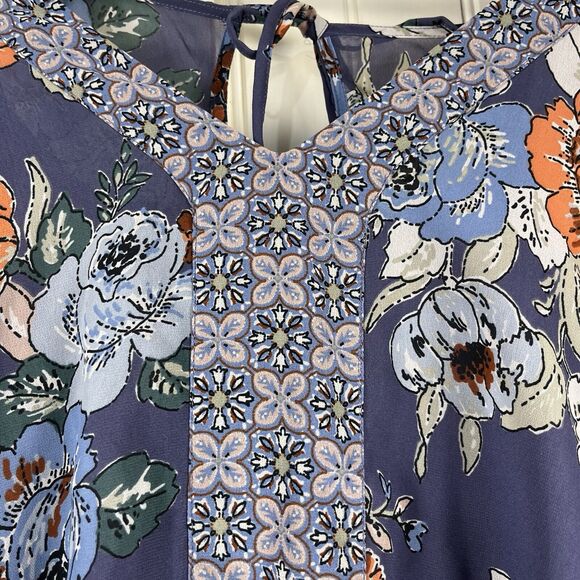 O'Neill Dark Floral Romper Shortall Size Med 1 Piece Blouson Romantic Boho Blue - Picture 11 of 16